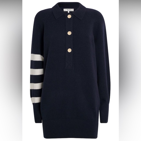 NWT $648 Frame Denim Blue The Rugby Tunic Dress Sweater Size S Cashmere Wool - Picture 2 of 12